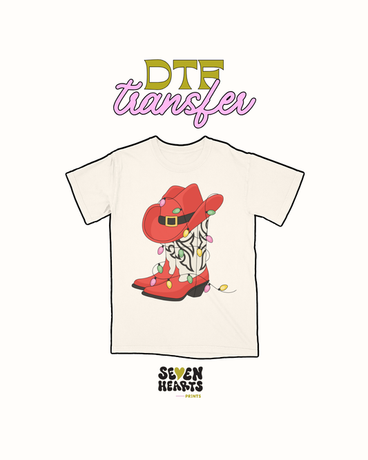 Howdy red xmas boot - DTF Transfers