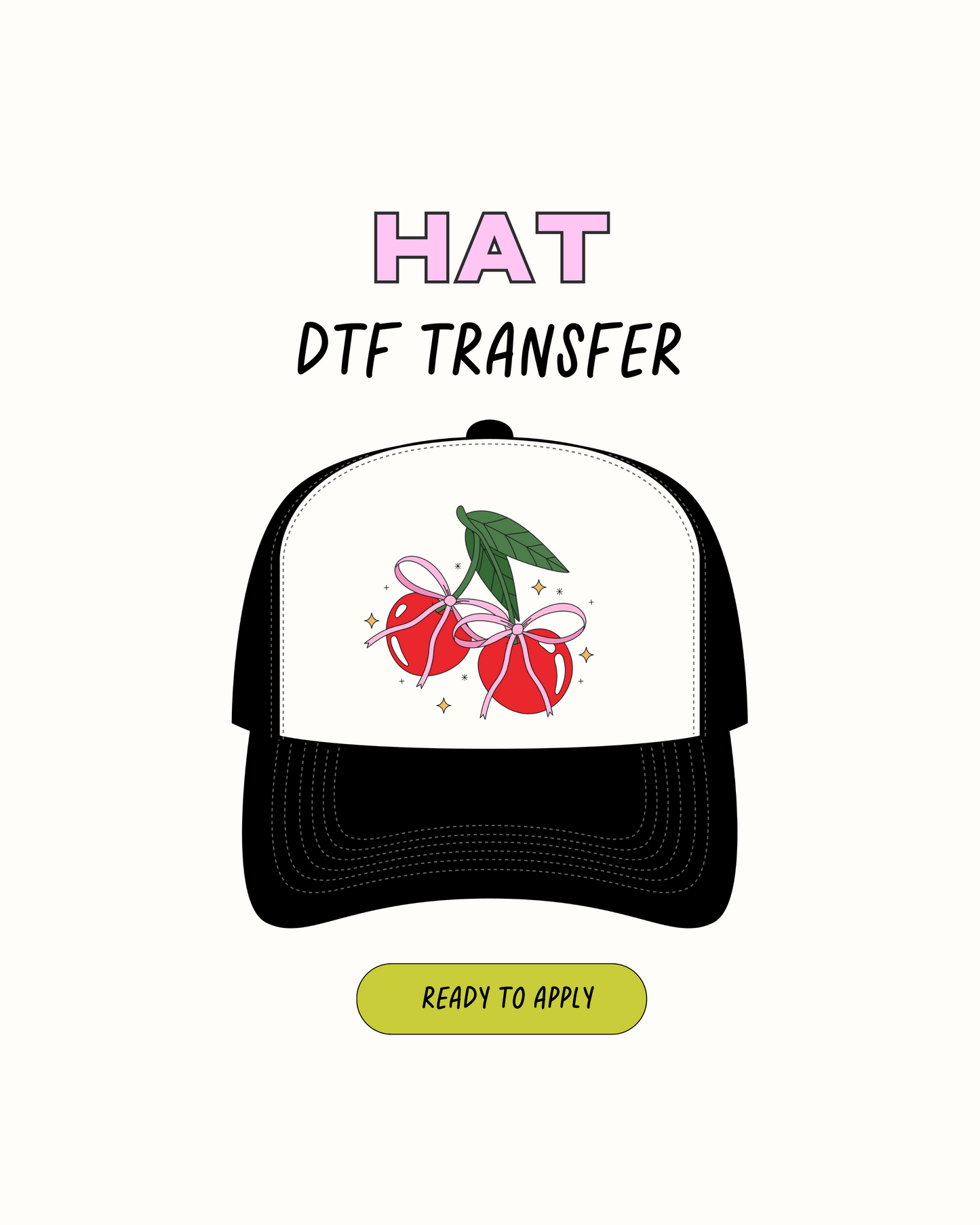 Lazo de cereza - Transferencias de sombrero DTF 