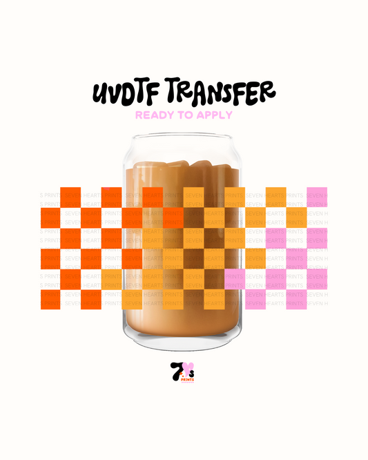 pink orange chekers- UVDTF Wrap