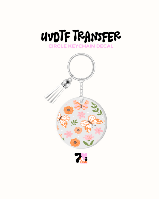 Butterflies and Flowers - Round Keychain