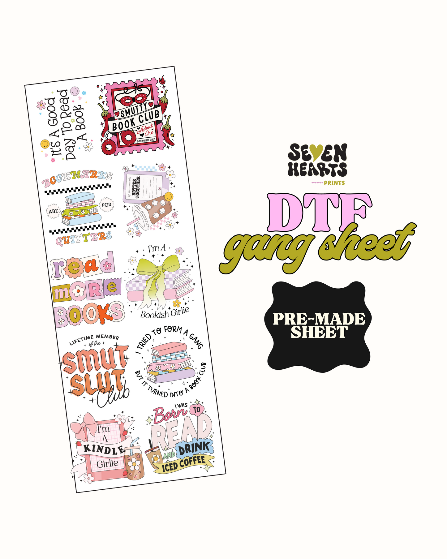 The book love - Pre Made DTF Gang sheet