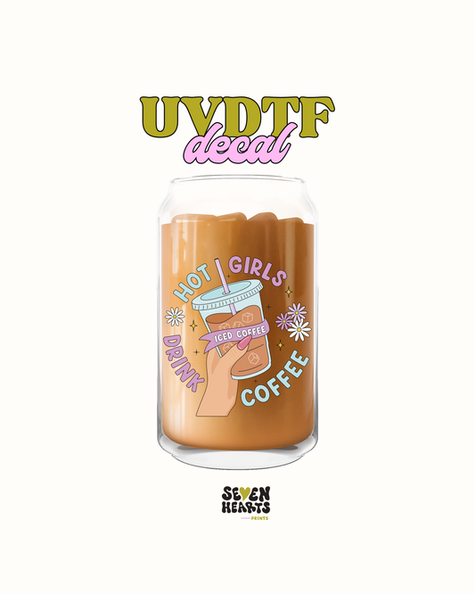 hot girls drink coffee - UV DTF