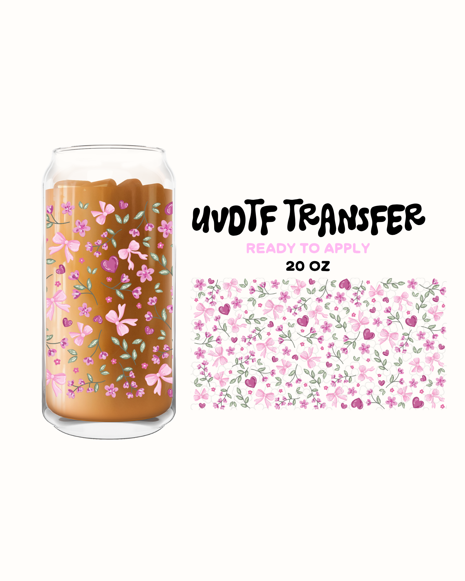 Purple flowers and bows cute - UVDTF 20oz Cup Wrap