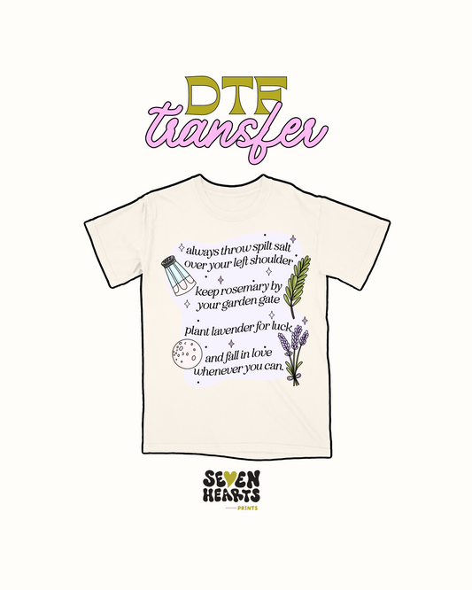 plant lavender for good luck - DTF Transfer