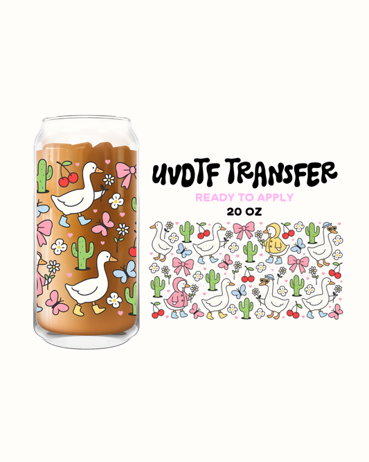 Swan and cherry cactus - UVDTF 20oz Cup Wrap