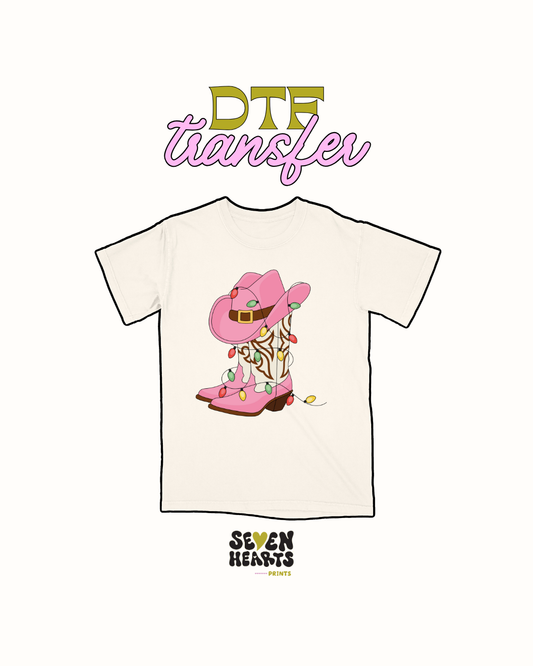 Howdy pink xmas boot - DTF Transfers