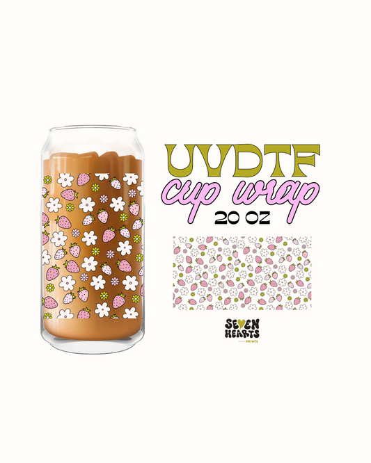 Straberry and flowers - Double Sided UVDTF 20oz Cup Wrap