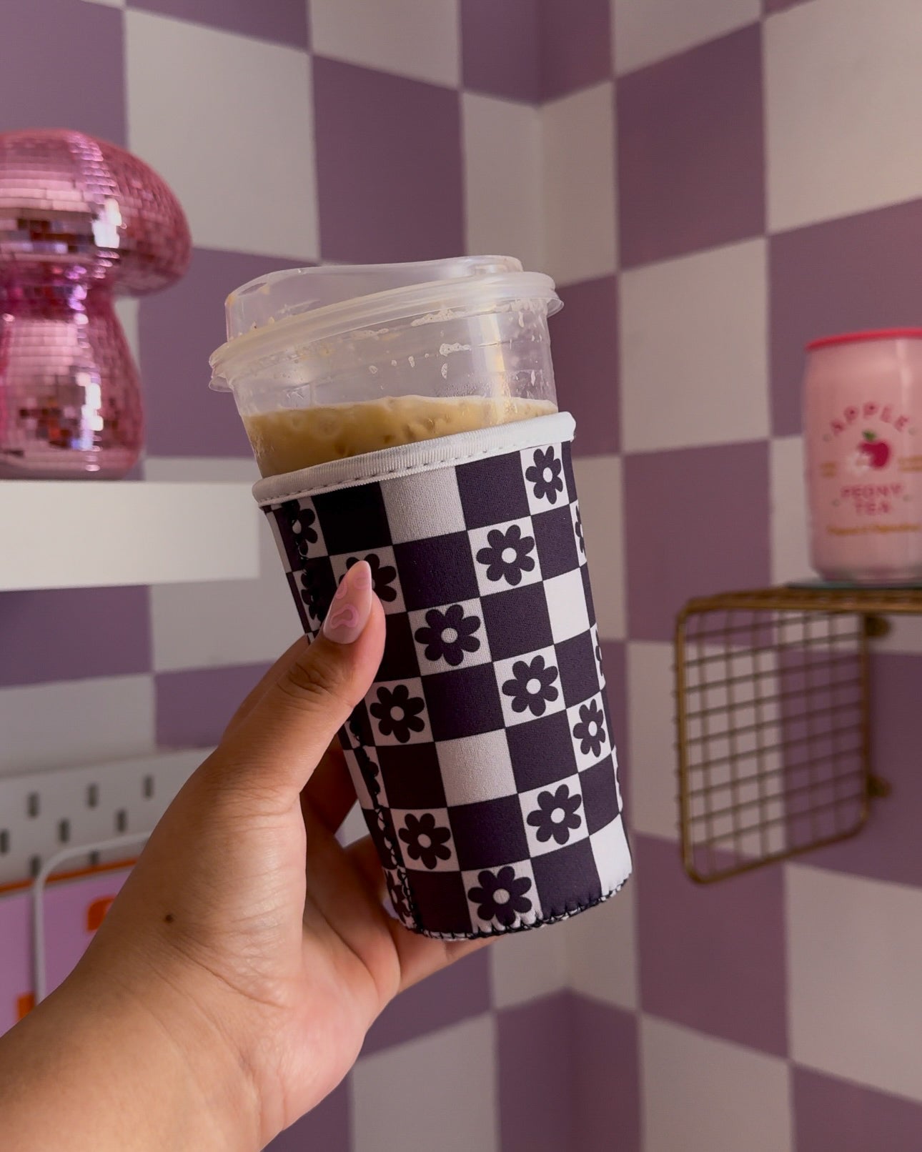 checkered and flower - Coffee sleeve