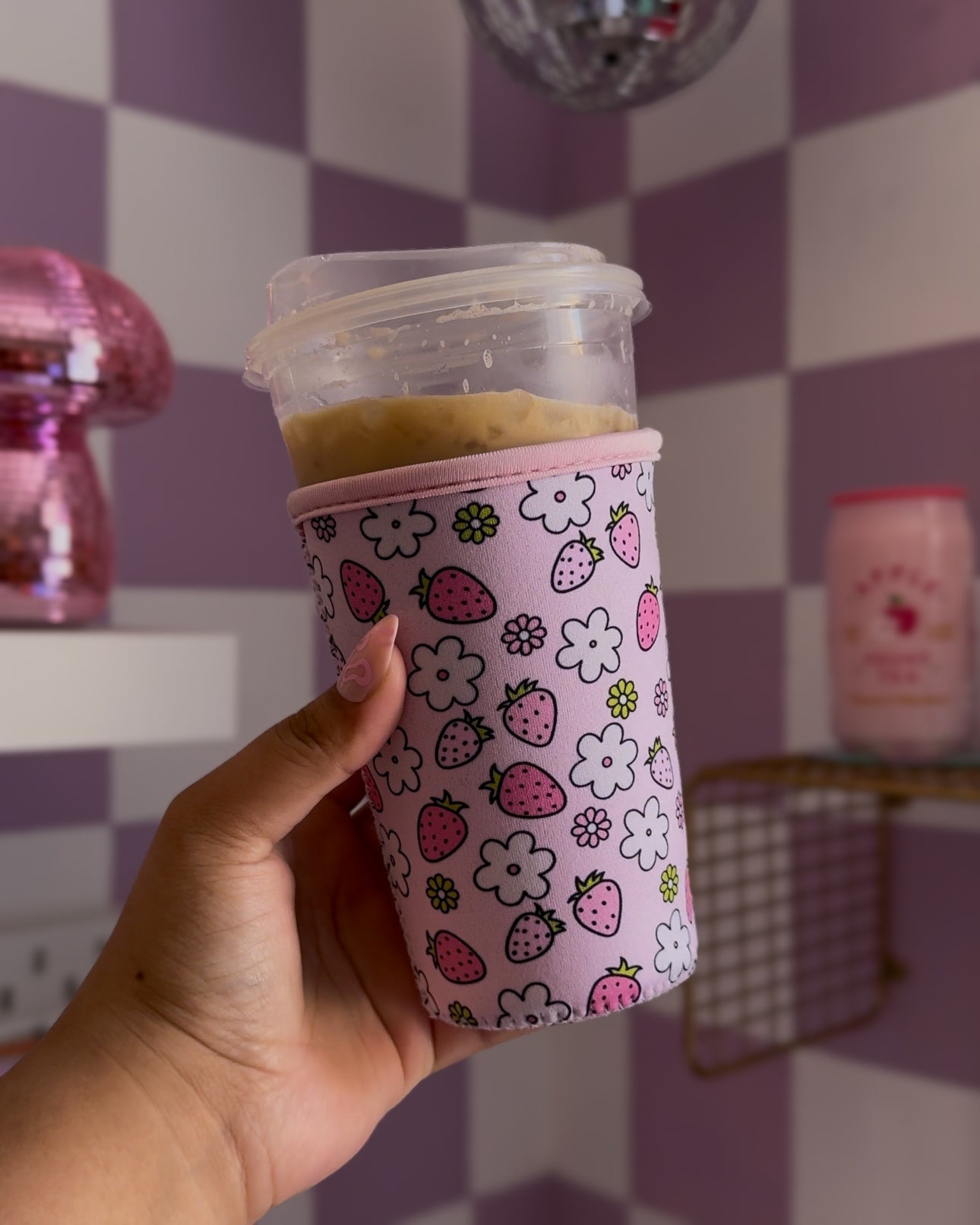 straberry and flower - Coffee sleeve (PRE-ORDER)