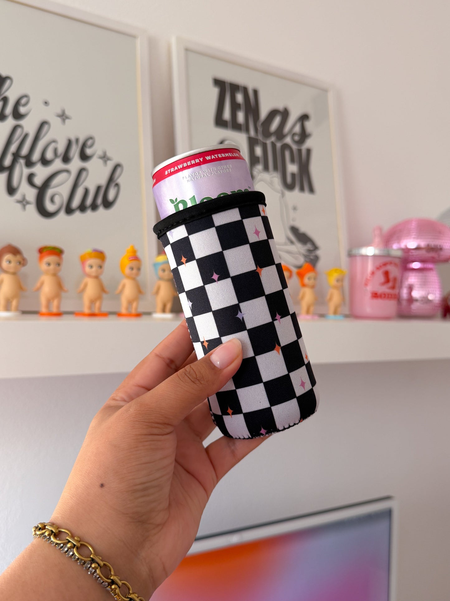 Sparkle Checkered - Slim can Sleeve set of 4