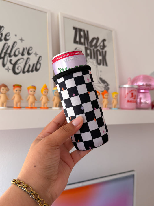 Sparkle Checkered - Slim can Sleeve set of 4