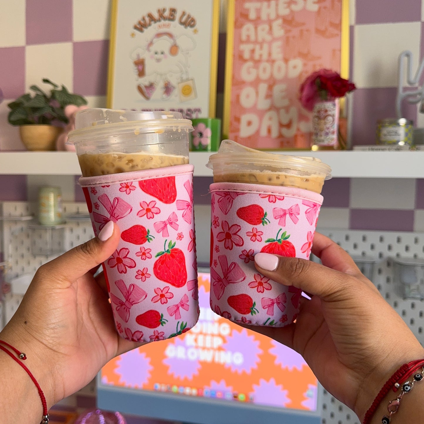 Strawberry and bows coffee sleeves 