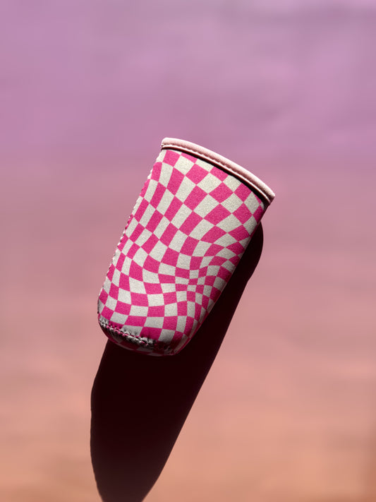 Pink checkered - Slim can Sleeve (PRE-ORDER)