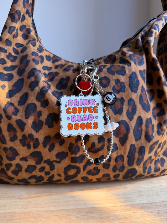 Drink Coffee Read Books Keychain/Bag Charm(Set of 4)